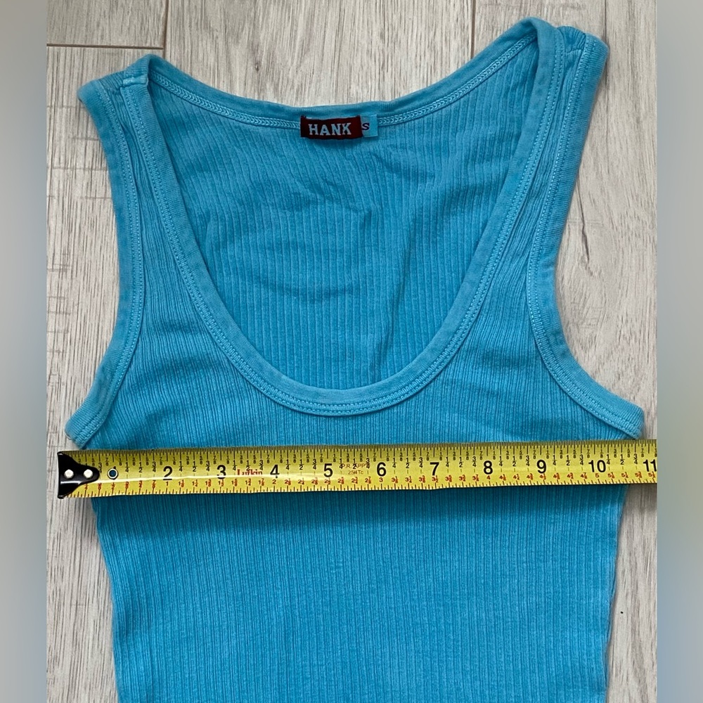 HANK Made in Hollywood Ribbed Tank Top Blue Turquoise Size Small - Picture 4 of 4